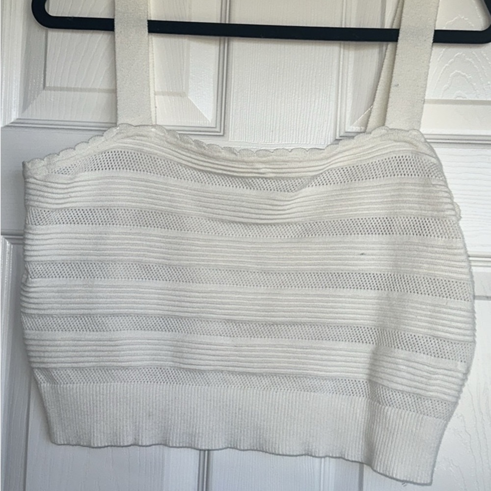 Lush White Knit Crop Top